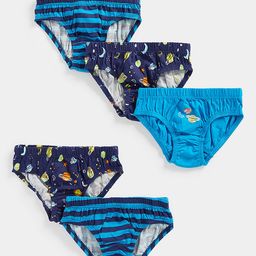 mothercare Boys Pack of 5 Blue Space Prints Printed Pure Cotton Briefs 410264452009-49