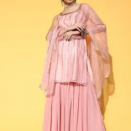 Varanga Women Embroidered Sleeveless Kurta with Sharara & Dupatta-image-26