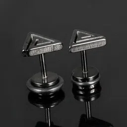 VIEN Black Circular Studs Earrings-image-55