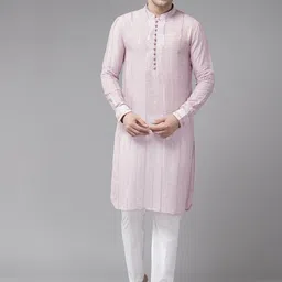 See Designs Floral Embroidered Regular Mirror Work Chanderi Cotton Kurta with Pyjamas-34