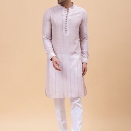 See Designs Floral Embroidered Mirror Work Chanderi Cotton Straight Kurta With Pyjama-image-50