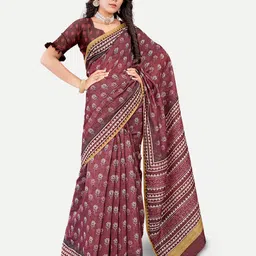 TAVAS Floral Printed Silk Blend Chanderi Saree-20