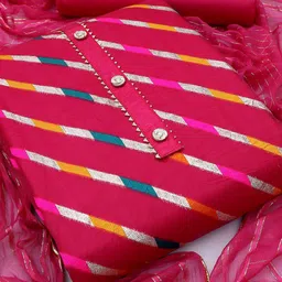 SHADOW & SAINING Striped Woven Design Gotta Patti Unstitched Dress Material-image-32