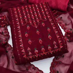 KALINI Embroidered Silk Georgette Unstitched Dress Material-image-55