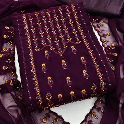 KALINI Embroidered Silk Georgette Unstitched Dress Material-image-57