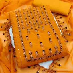 KALINI Embroidered Silk Georgette Unstitched Dress Material-image-16