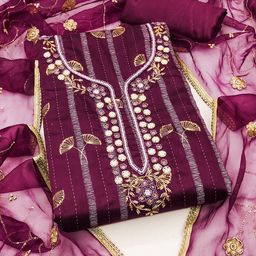 KALINI Floral Embroidered Beads and Stones Dress Material-image-82