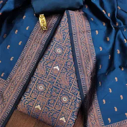 KALINI Paisley Woven Design Zari Unstitched Dress Material-picture-58