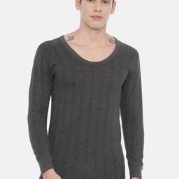 3PIN Men Grey Striped Thermal Top-image-103