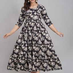 Charnest Floral Printed Round Neck Maternity A-Line Dress-image-81