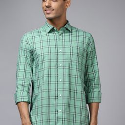 Blackberrys Men Green & Black Pure Cotton India Slim Fit Tartan Checked Casual Shirt-image-29