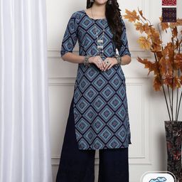 KALINI Selection Of 3 Geometric Printed Straight Kurtas-picture-28