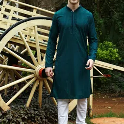 Sanwara Ethnic Motifs Chikankari Embroidered Cotton Kurta-picture-16