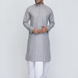 ROYAL KURTA Mandarin Collar Cotton Kurta-image-75