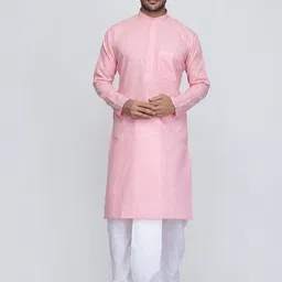 ROYAL KURTA Mandarin Collar Cotton Kurta-image-73