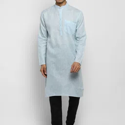ROYAL KURTA Men Blue Khadi Cotton Sheers Kurta-picture-41