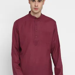 ROYAL KURTA Men Maroon Patchwork Summer Sheers Kurta-picture-10