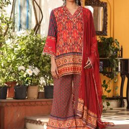 Juniper Women Ethnic Motifs Printed Mirror Work Kurti with Trousers & With Dupatta-picture-36