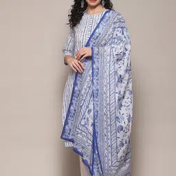 Biba Ethnic Motif Printed Regular Pure Cotton Kurta With Trousers & Dupatta-picture-16