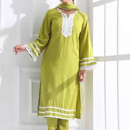 Anouk Women Embroidered Regular Thread Work Kurta with Trousers & With Dupatta-image-74