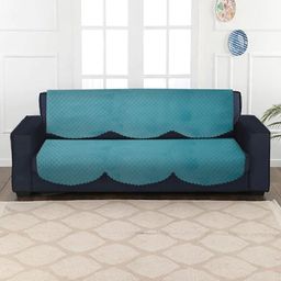 HOSTA HOMES  Turquoise Blue Patterned Quilted 5-Seater Sofa Covers Without Arm Rest-image-1