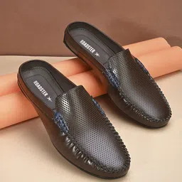 Roadster Men Brown Perforations Comfort Insole Penny Mules-image-12