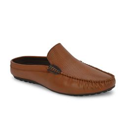 Roadster Men Tan Brown Perforations Comfort Insole Penny Mules-image-20
