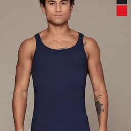 The Roadster Lifestyle Co Pack of 3 Pure Cotton Sleeveless Innerwear Vests RD-GV-5000-BK-R-image-32