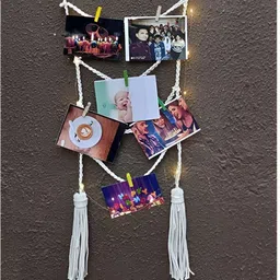 VAH Kya Bat Hai !! White & Brown Macrame Wall Hanging With Clips-18