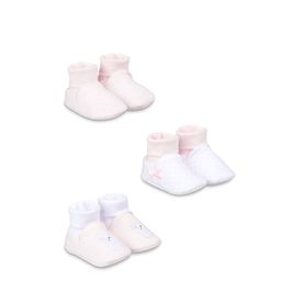 mothercare Pack Of 3 Girls White & Pink Printed Booties-picture-2