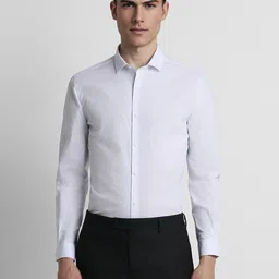 Peter England Slim Fit Micro Checked Spread Collar Long Sleeves Formal Shirt-picture-29