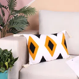 STITCHNEST White & Black Embroidered Rectangle Cushion Covers-image-60