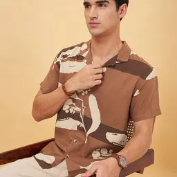 Urban Ranger by pantaloons Printed Spread Collar Shirt-image-30