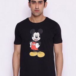 Disney by Wear Your Mind Men Black Mickey Mouse Printed T-shirt-image-42