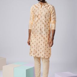 KISAH Ethnic Motifs Embroidered Mandarin Collar Regular Kurta-image-83