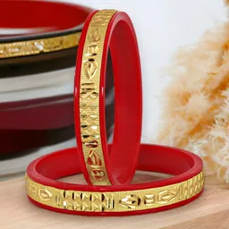 LUCKY JEWELLERY Set Of 2 Gold-Plated Bangles-23