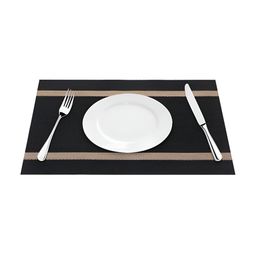 TANLOOMS Black & Beige 6-Pcs Striped Table Placemats-58
