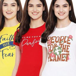 Fabflee Pack Of 3 Typography Printed Cotton T-shirt-picture-20