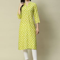 RangritiGeometric Printed Band Collar Kurta-image-19