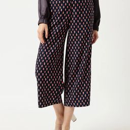 Marks & Spencer Women Multicoloured Printed High-Rise Culottes Trousers-image-81
