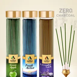The Aroma Factory 3 Pieces Brown Incense Sticks- Green Apple, Fresh Active, Lavender-25