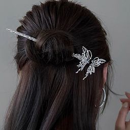Yellow Chimes Women Silver-Toned Hair Stick With Butterfly Designed Juda Pin-image-28