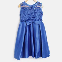 StyleStone Girls Blue Solid Fit and Flare Dress-image-5