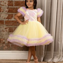 Ministitch Girls Embellished Net A-Line Dress-38