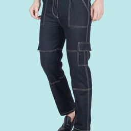 LINARIA Men Classic Mid-Rise Tapered Fit Cargo Styles Jeans-image-57