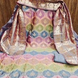LeeliPeeri Designer Geometric Woven Design Gotta Patti Unstitched Dress Material-image-69