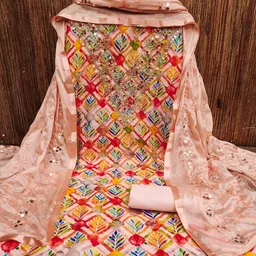 LeeliPeeri Designer Geometric Printed Beads and Stones Unstitched Dress Material-image-5