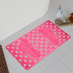 Kuber Industries Pink Set Of 2 Hole Anti-Skid Bathroom Mat-69