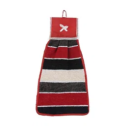 Kuber Industries Maroon & Red 2 Pieces Cotton Striped Kitchen Towel-33