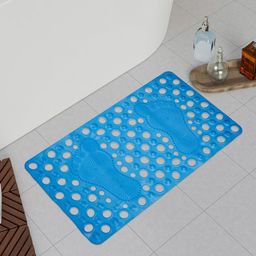 Kuber Industries Blue & Red 2 Pieces Anti Skid PVC Bath Shower Mats With Drain Holes-8